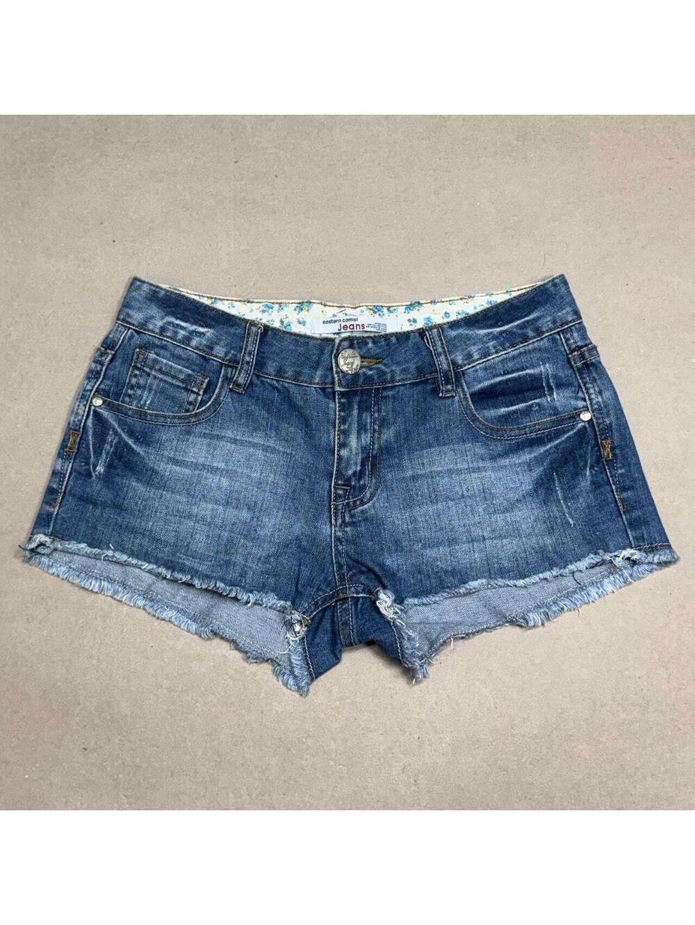 Vintage Y2K Low Rise Denim Micro Shorts Faded